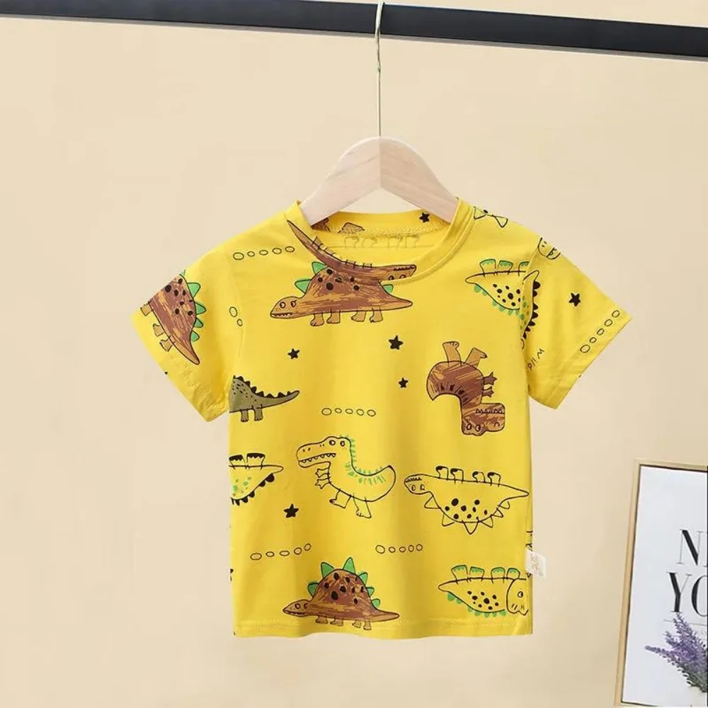 

Little Boy Short-Sleeved T-Shirt – Korean-Style Children's Clothing Top with Adorable Dinosaur Prints, Ideal Kid Top for Toddler