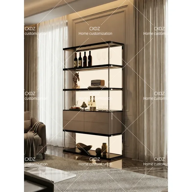 Italian light luxury dining side cabinet, living room porch cabinet integrated against the wall, high-end storage side