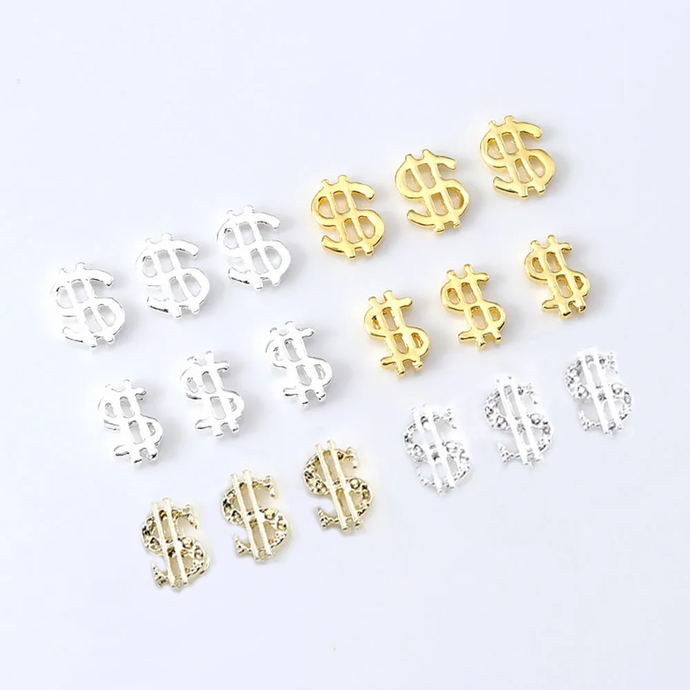 

10Pcs Dollar Sign Nail Art Charms 3D Alloy Shiny Diamond 9*7cm USA Money Sign Nail Decoration Luxury Manicure DIY Accessories