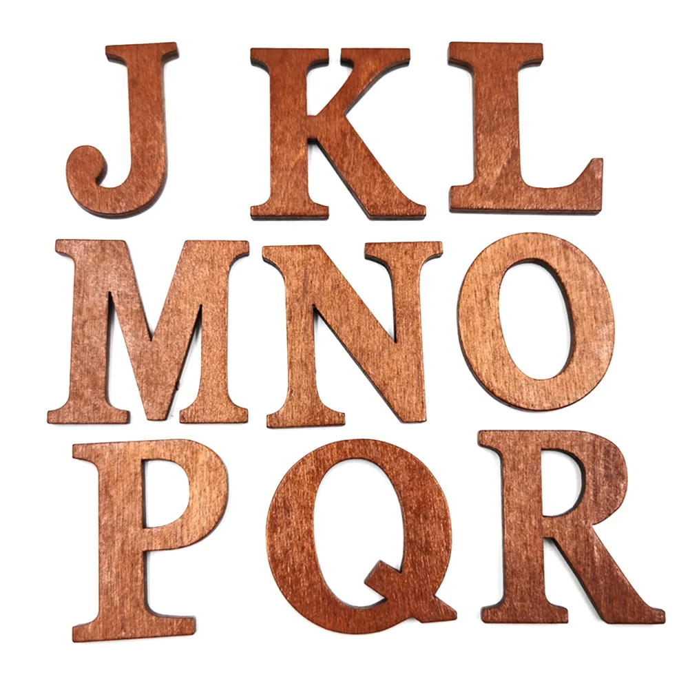 26 قطعة 44 مللي متر شرائح الأبجدية الخشبية 26 حروف كبيرة لتقوم بها بنفسك رقائق خشبية تعليمية لتعلم أداة الدراسة الإنجليزية