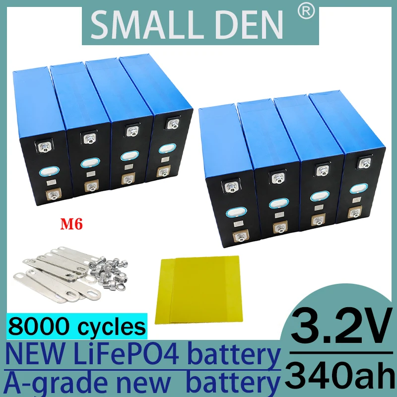 Grade A 3.2V 340Ah Lithium Iron Phosphate New Rechargeable Battery DIY 12V 24V 48V Household Energy Storage System Solar Energy