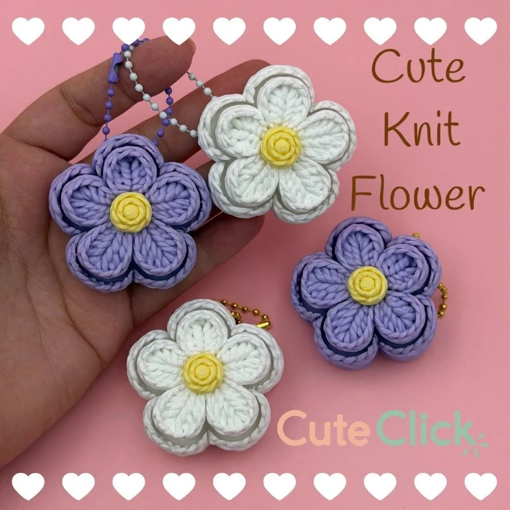3D Print Flower Mechanical Clicker Keychain Clicker Mechanism Crisp Click Sound Knit Texture Fidget Keychain Simulation Plastic