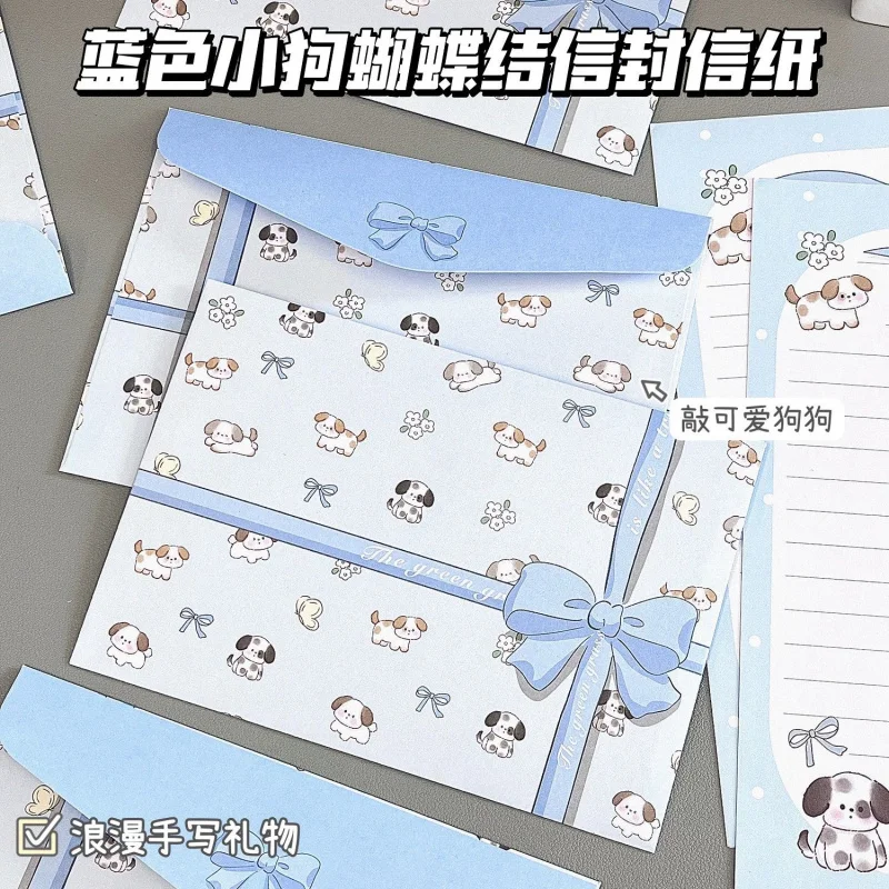 Custom New Puppy Bowknot Envelope Letter Paper Ins High-Value Holiday Blessing Handwritten Letter Message Letterhead