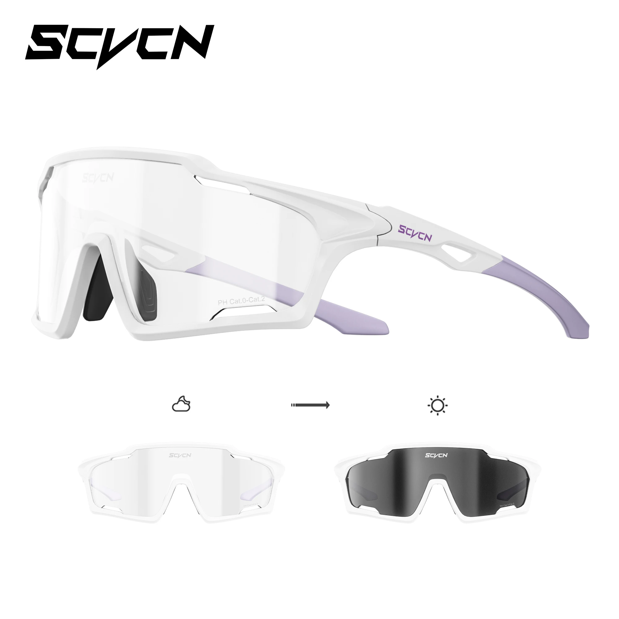 SCVCN Photochrome Sonnenbrille für Herren, Fahrradbrille, MTB, Skaten, UV400, Angelbrille, Damen, Fahrrad, Baseball 2026