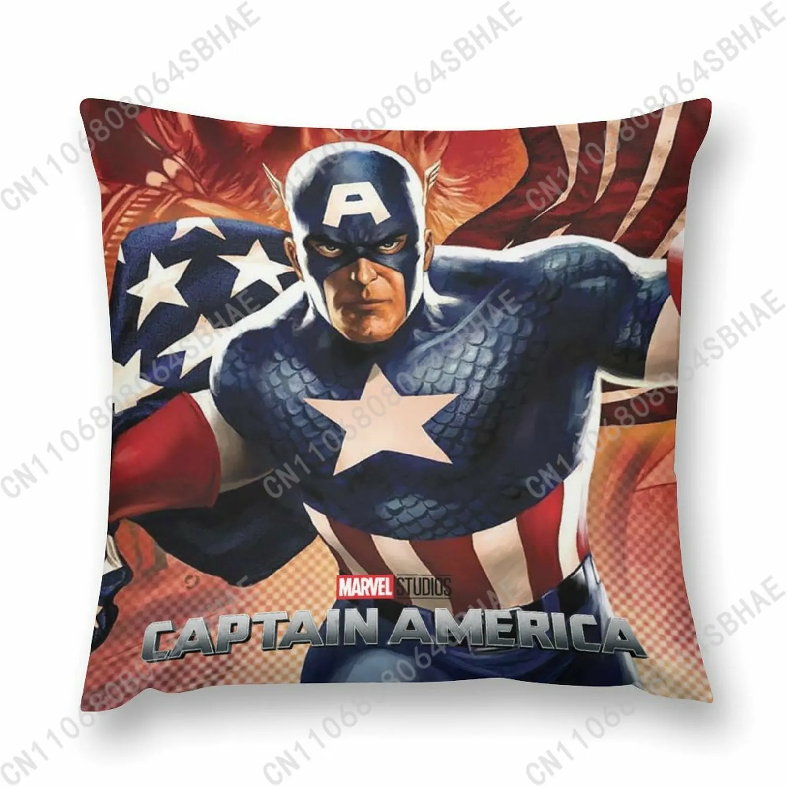 

Marvel Captain America Custom Pattern Short Plush Pillow Cover Soft Short Fur Cushion Living Room Personalized Decor Cosplay