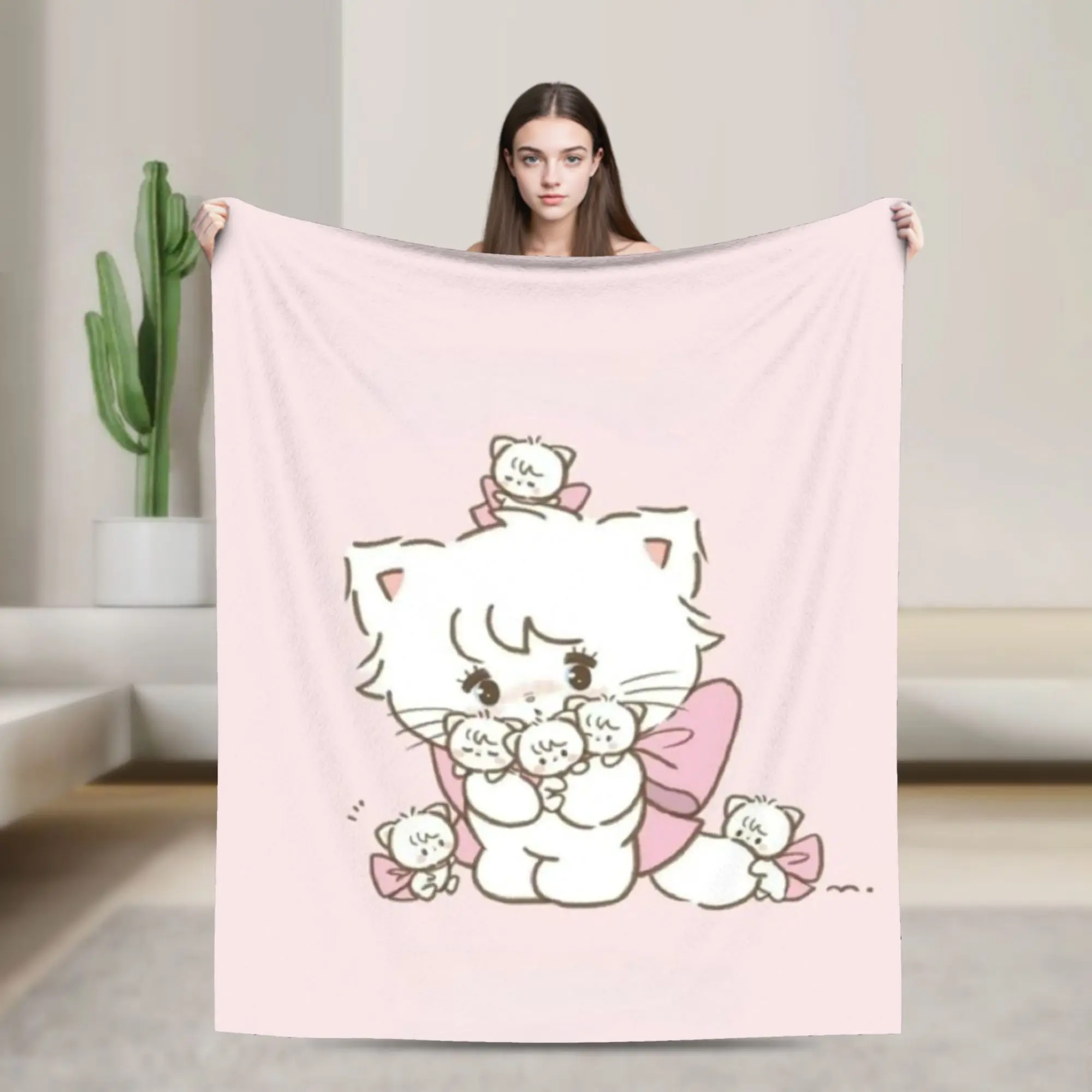 Mikkos Cute Cat Blankets Coral Fleece Plush Multifunction Super Warm Throw Blankets for Bedding Couch Plush Thin Quilt