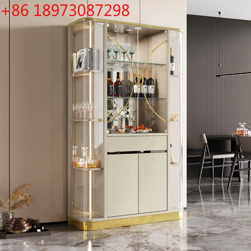 

Wine cabinet Modern simple high-end light luxury glass door display cabinet Household integrated wall storage cabinet