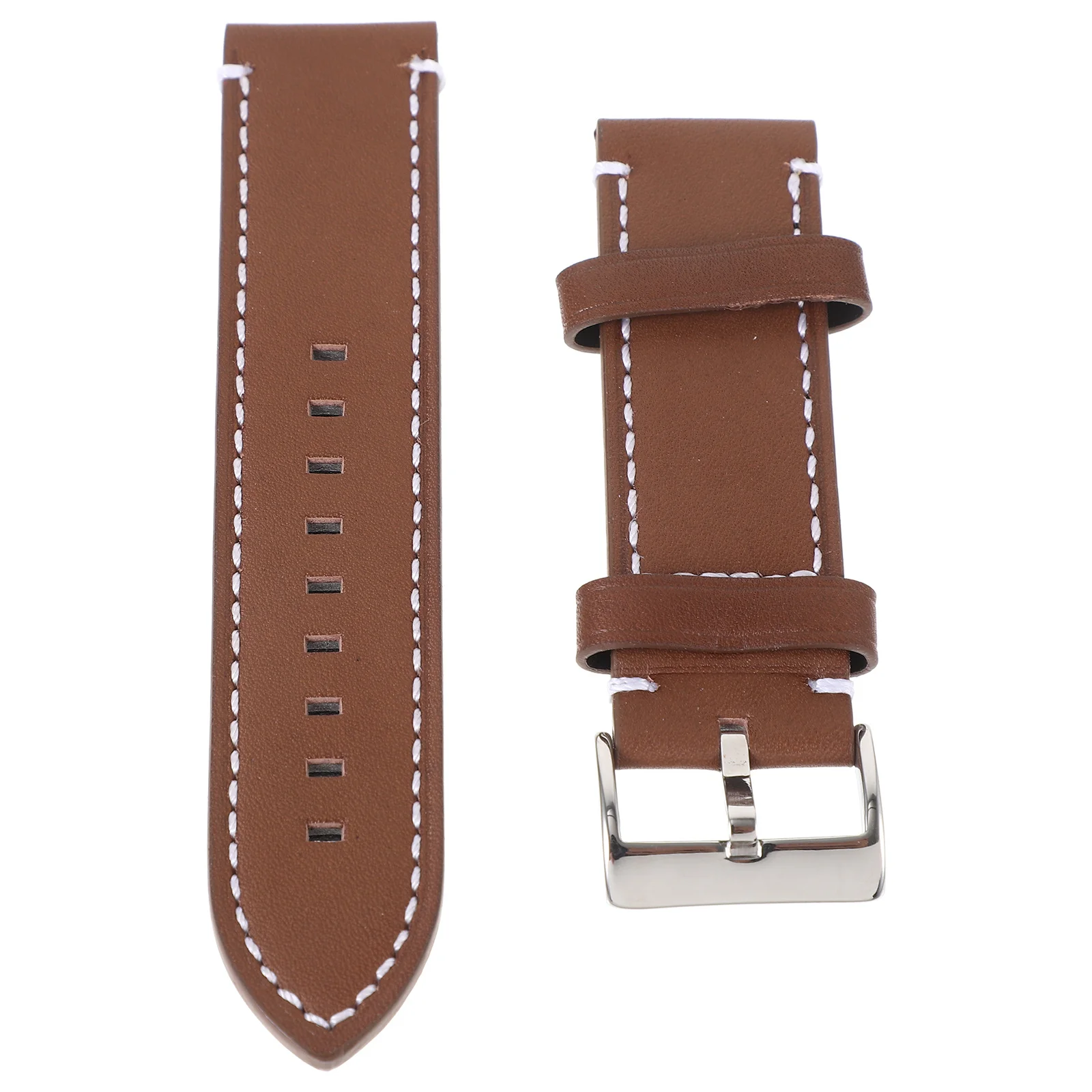 

Men Watch Band Replacement Strap Brown 24mm Genuine Grain Nubuck Lining Black Buckle Closure Stylish