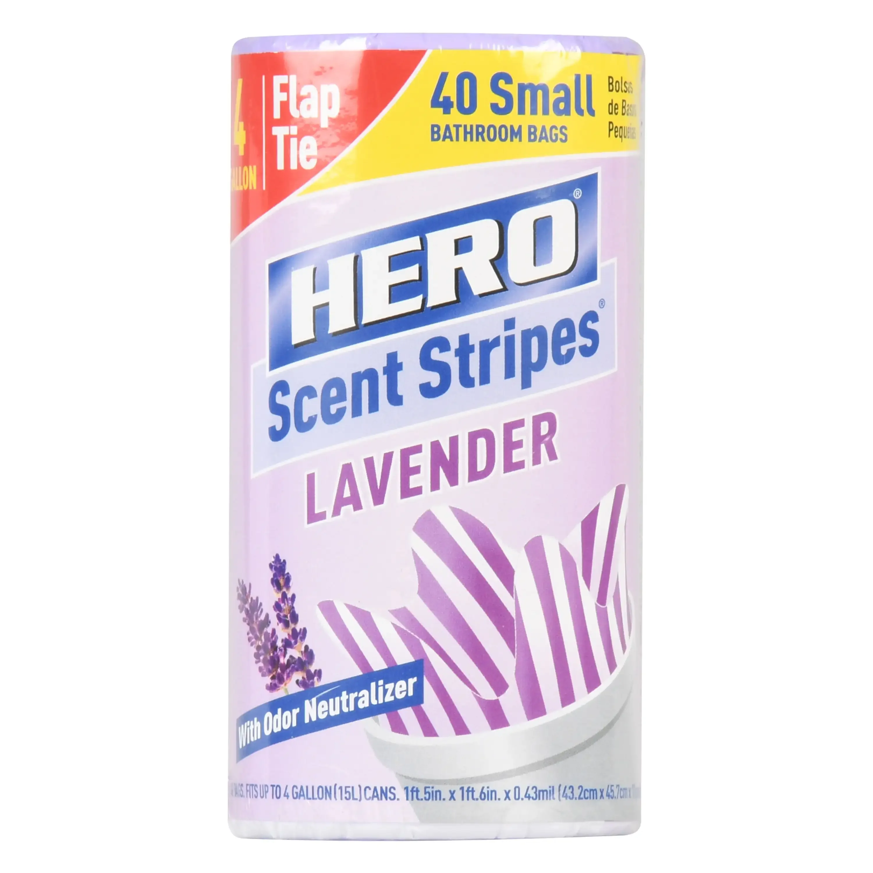 

Small Trash Bags, 4 Gallon, 40 Bags (Lavender Scent)