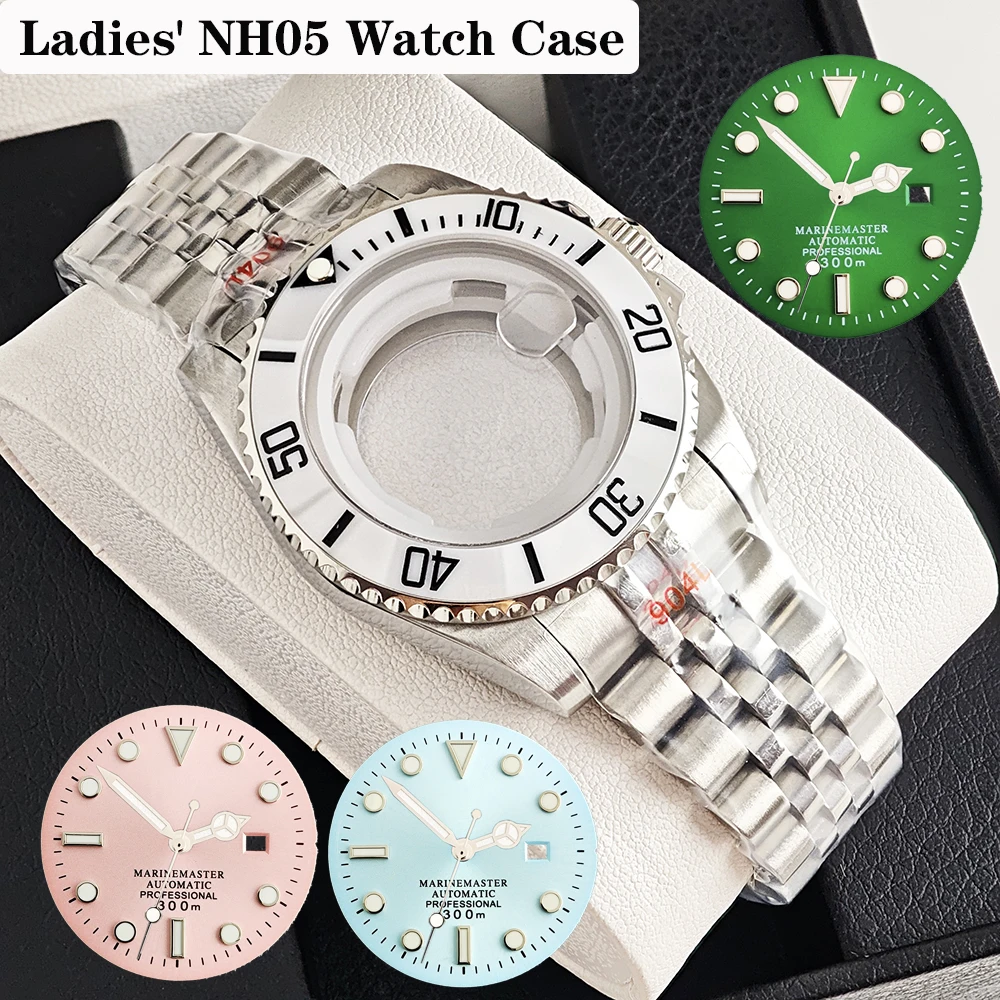 

NH05 Ladies' Case 34mm Case Suitable for 24.5mm Dial Stainless Steel Ladies' Automatic Watch Accessories Sapphire Glass