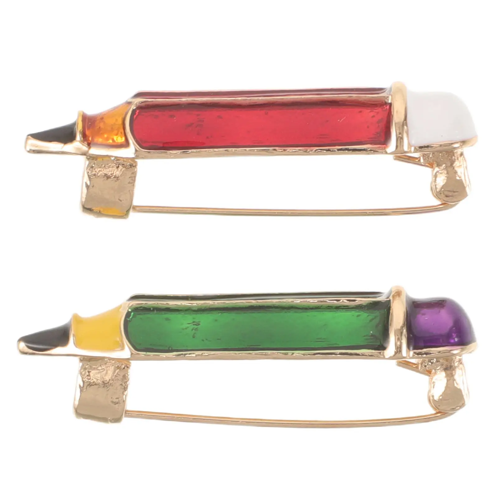 2Pcs Teacher Brooch Pencil Enamel Pin Mini Alloy Back to School Accessory Set Perfect Gift for Teacher Student Party