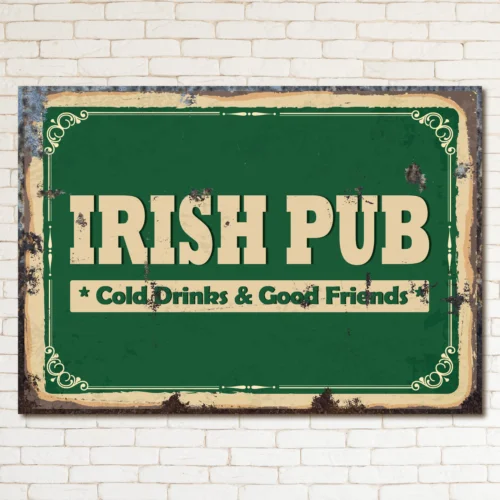 IRISH PUB DRINKS FRIENDS Retro Metal Sign Man Cave Bar Plaque Party Vintage Gift sign