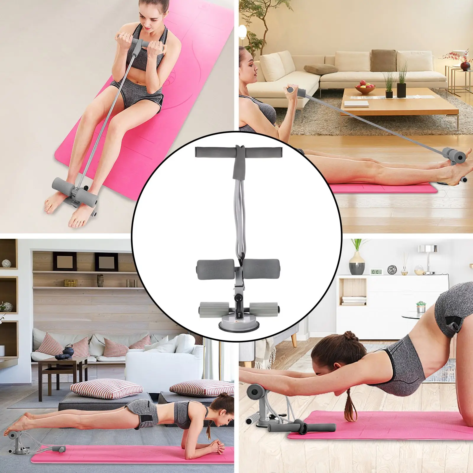 

Portable Adjustable Sit up Assist Device for Home Workout Abdominal Trainer with Suction Cup Flat Surface Multi Functional
