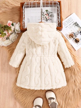 Girls Coral Velvet Jacket 2 Spring and autumn new girls fashion home outdoor casual clothing children's knitted hooded coral velvet white coat 4Y-8Y jacket 2