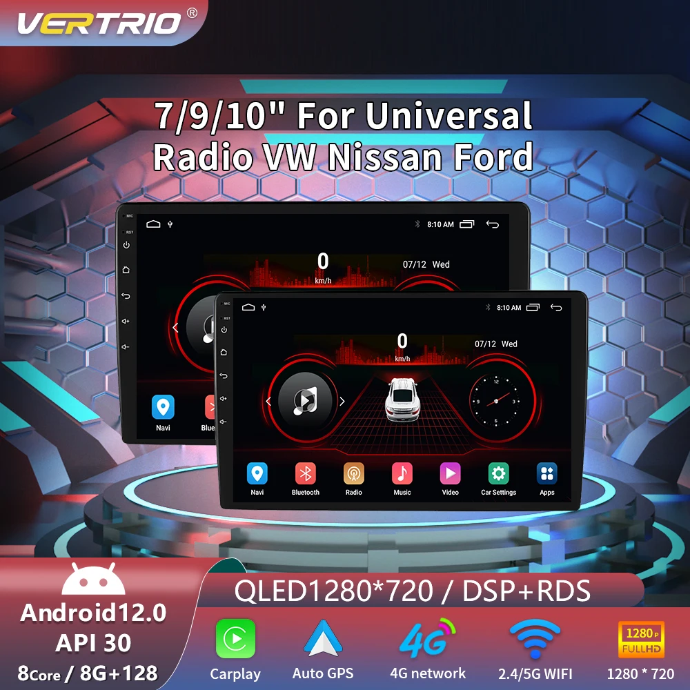 Universal Car Radio 7 9 10 inch Multimedia Video Player 2DIN QLED Android Auto GPS 4G Carplay For VW Nissan Hyundai Kia Toyota