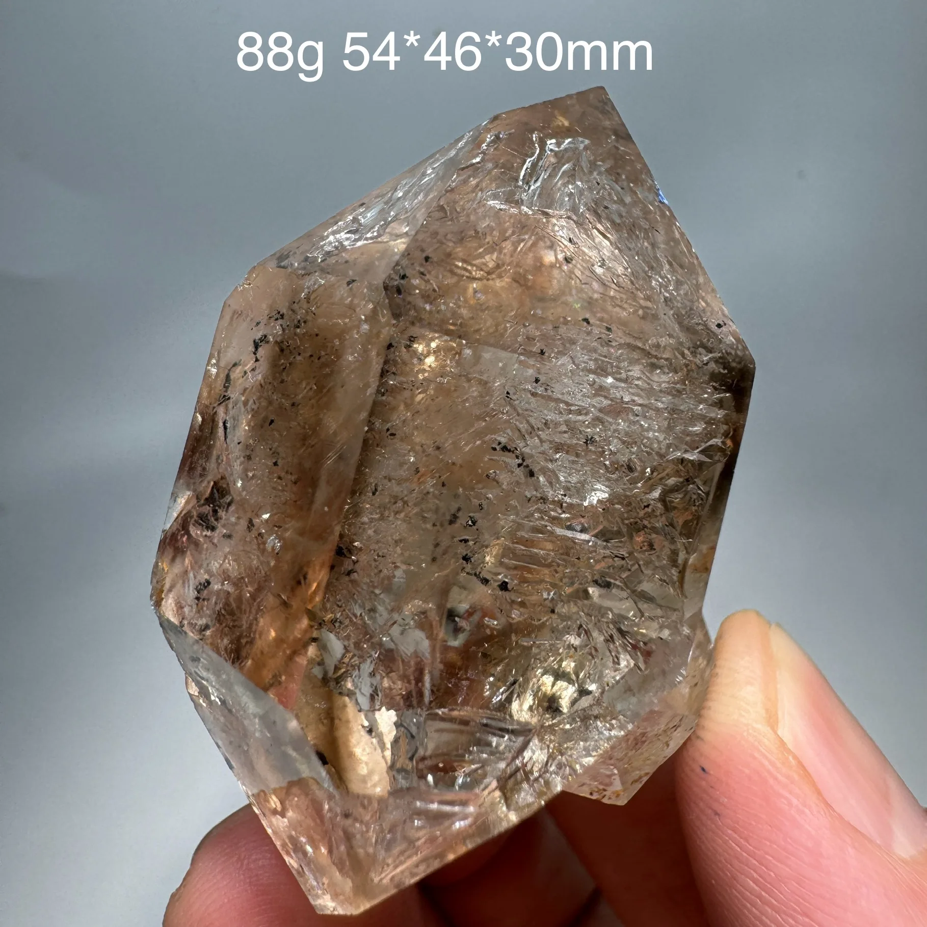 88g Natural ChongQing Herkimer Diamond Smoky Quartz Mineral Water Flowing Graphite Bubble Healing Stone video for details