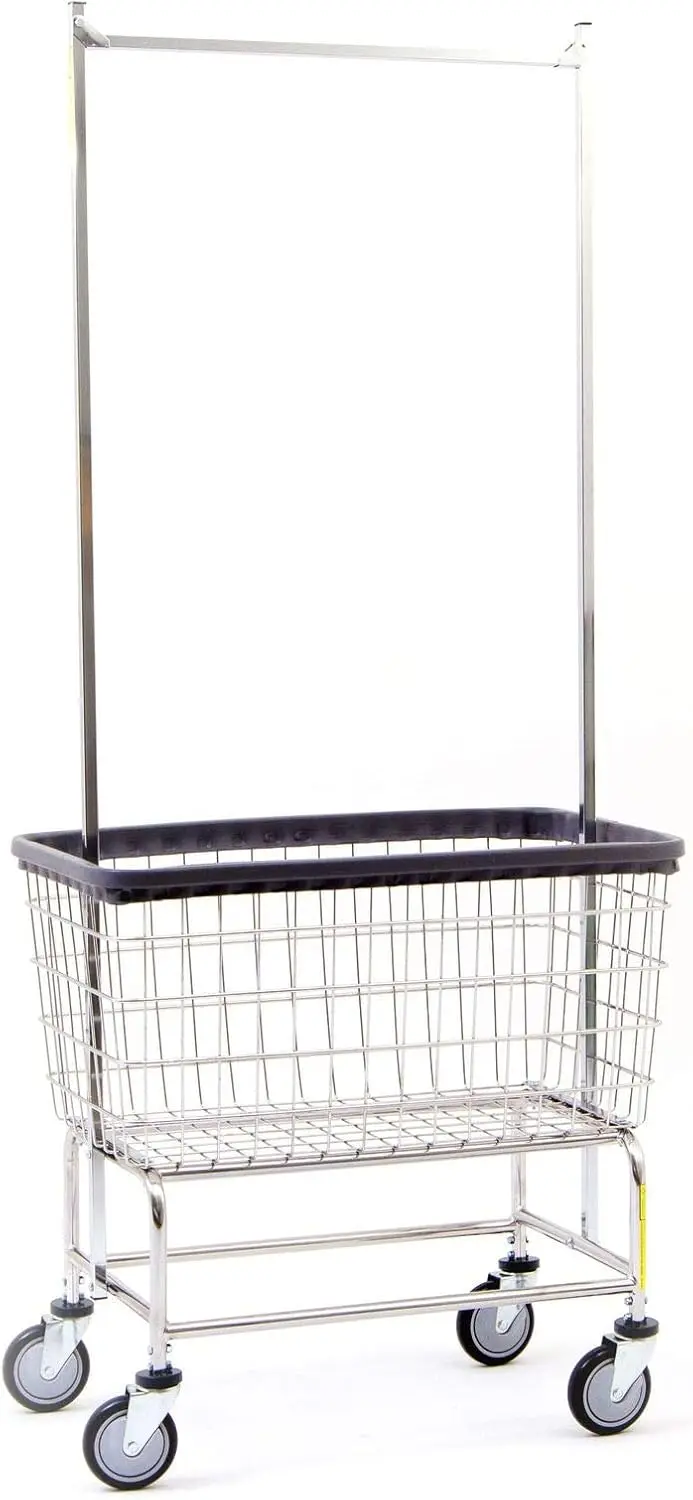 Large Heavy Duty Wire Laundry Cart ,4.5 Bushel ,Steel Frame with Chrome Finish, Commercial Basket , Industrial Bumper