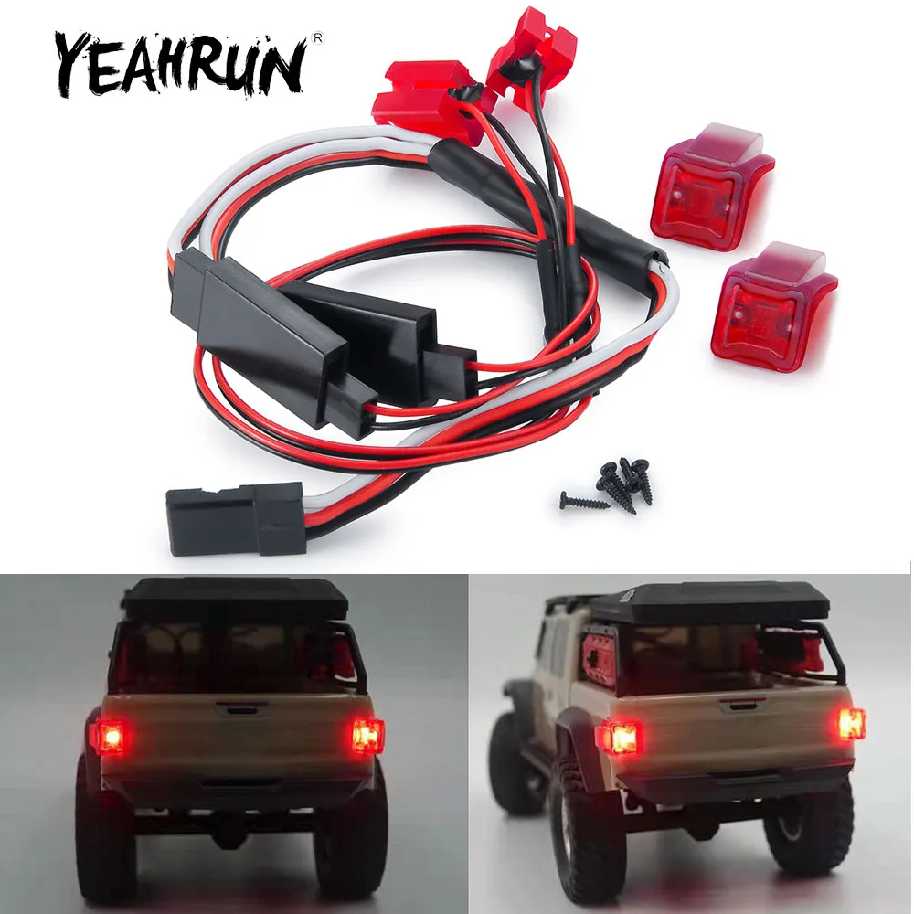 YEAHRUN 2 sztuk zestaw tylnych świateł dla Axial SCX24 AXI00005 Gladiator 1/24 gąsienica RC samochód ciężarowy akcesoria do modeli części