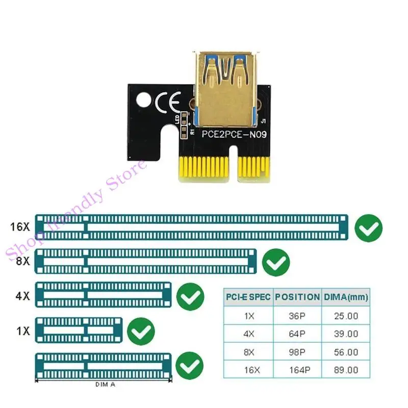 

594A Newer VER010X USB Pci-e Riser Ver 010 for Express 1x 4x 8x 16x Pcie Extender Riser 15pin Card Adapter to 6Pin P
