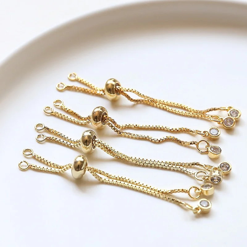 Gold Silicone Adjustable Beads Diy Box Chain Bracelet Jewelry Accessories Hand Original