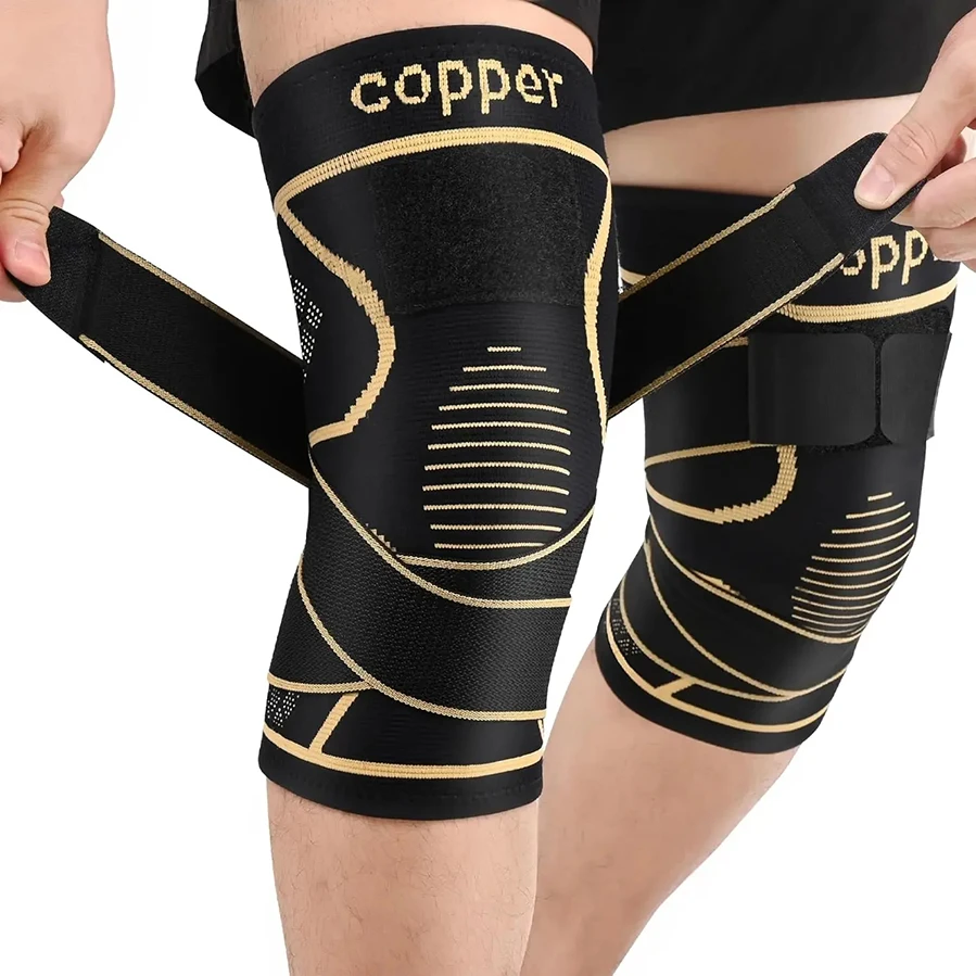 Copper Fiber Compression Knee Sleeve Breathable Knee Support Circular Cushion Guard for Basketball Cycling Hiking Fitness Unisex