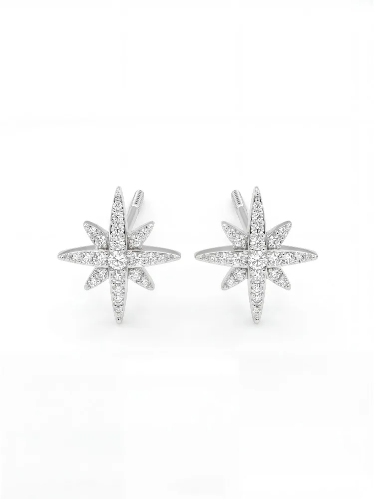 Echte Moissanit-Diamant Stellar Spikes Ohrringe für Damen 925 Sterling Silber Jubiläums-Luxus Hochwertige Feine Schmuckstücke – Detail 5