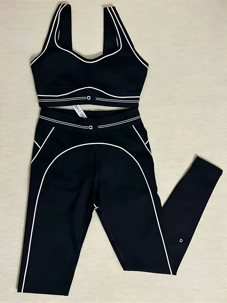 Women Fitness Two Piece Set Running Vest and Long Pants Pilates Training Outfit Breathable High Quality Fabric