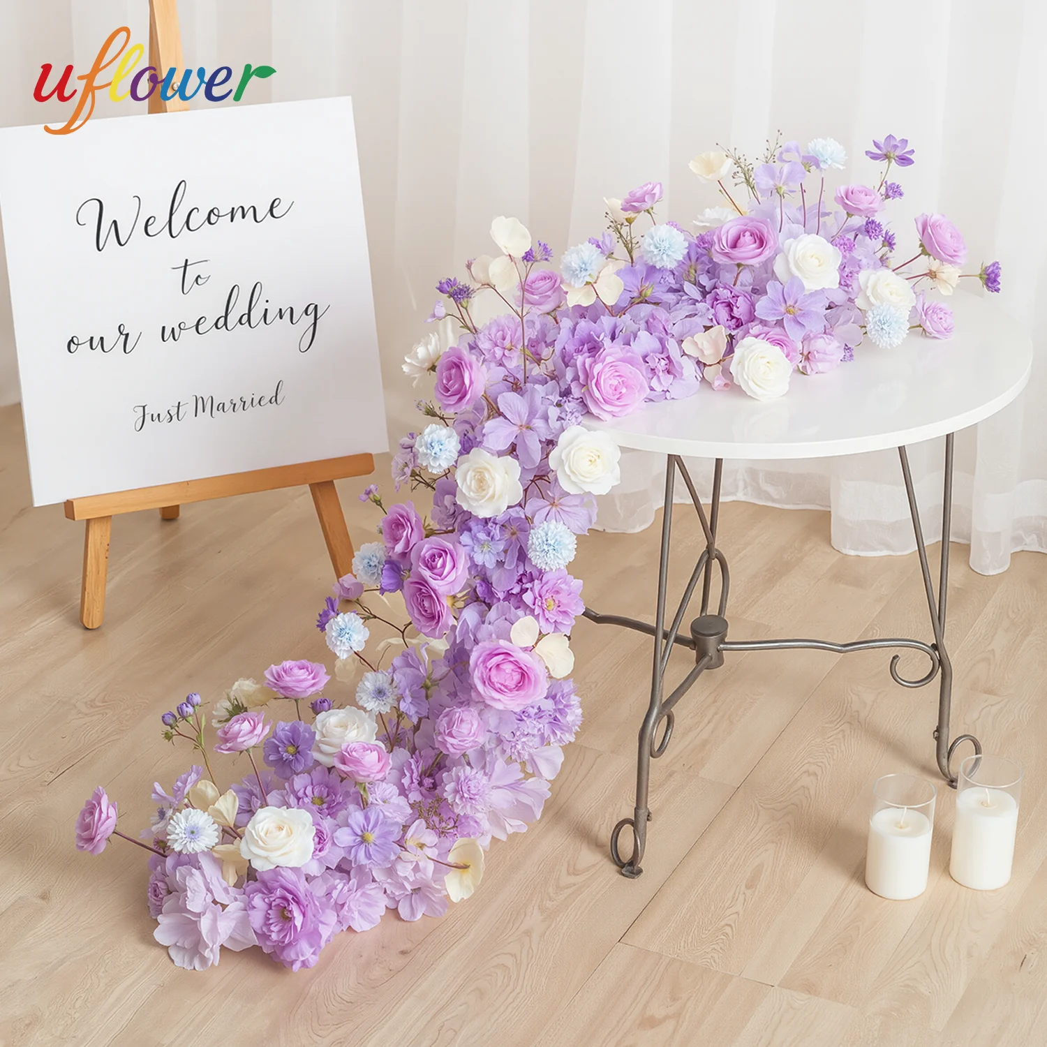 

Uflower 100cm Luxury Rose Artificial Flower Row Table Centerpiece DIY Wedding Decoration Floral Backdrop Arch Event Stage