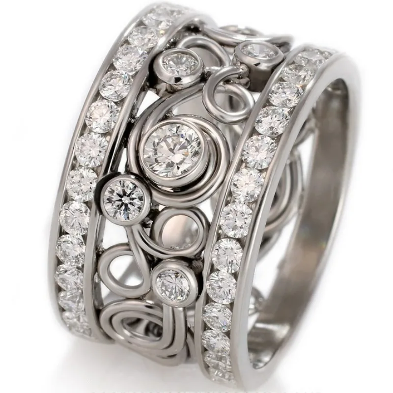 Schillernde synthetische Zirkonia-Ringe für Damen, trendiger Hochzeits- und Verlobungsring, Accessoire, silberfarben, Modeschmuck