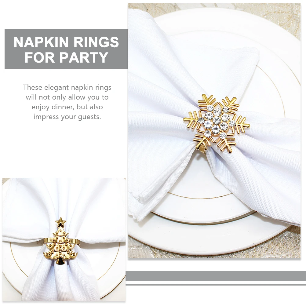 

12Pcs Delicate Napkin Rings Xmas Serviette Buckle Metal Table Holders for Festive Gatherings Decorative Napkin Buckles