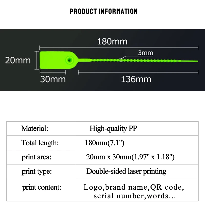 100Pcs Custom Hang Tag Plastic Disposable Garment Price Brand Logo Gift Retail Security Label Tags for Shoes and Bags 180mm/7.1\