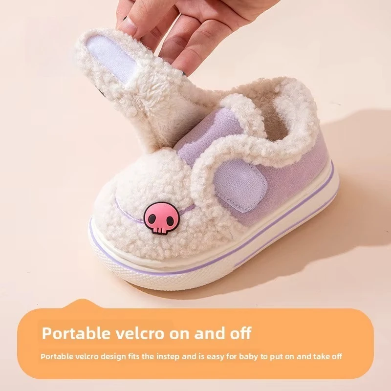 Kulomie Children's Cotton Slippers Autumn and Winter Girls Princess Sanrio Warm and Pile Parent-Child Cotton Shoes