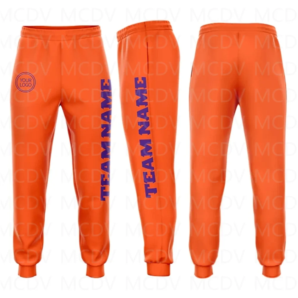 Custom Orange Kelly Green Fleece Jogger Sweatpants 3D Printed Casual Unisex Jogging Trousers Loose Sports Pants