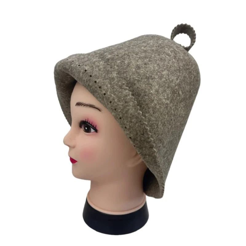 Natural Color Seamless Australian Merino Wool Sauna Hat Breathable Sauna Cap to Protect Your Head From Overheating