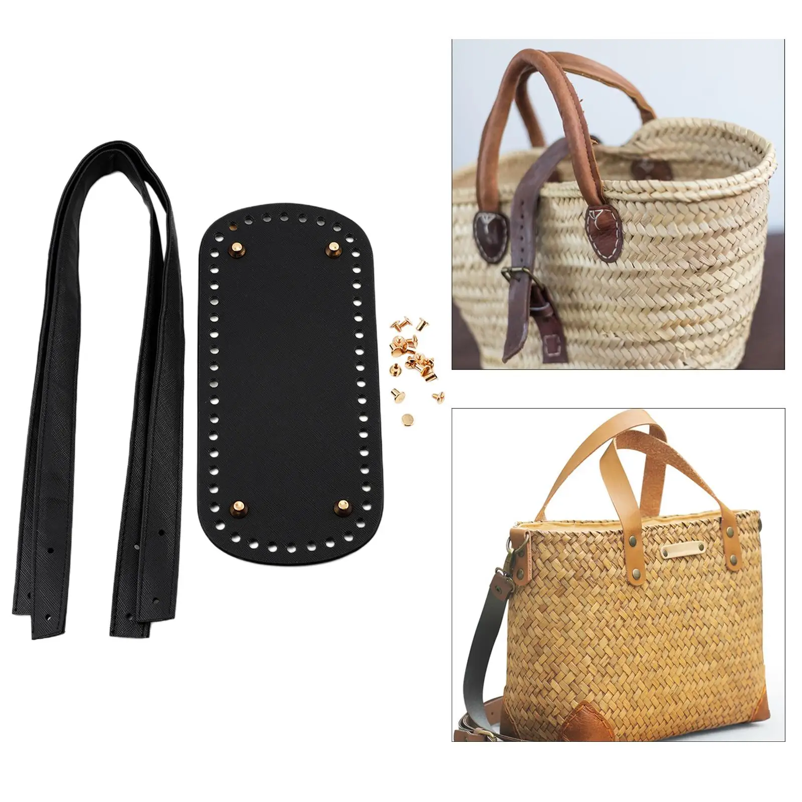 Crochet Bag Bottom and Strap DIY Woven Bag Set Purse Bottom for Handbag Tote