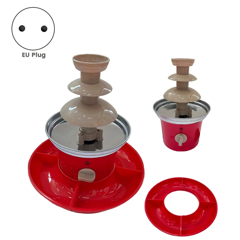 Chocolate Fountain Mini Fondue Set With Serving Tray Included,Electric 3-Tier Machine With Hot Melting Pot Base.EU Plug Durable