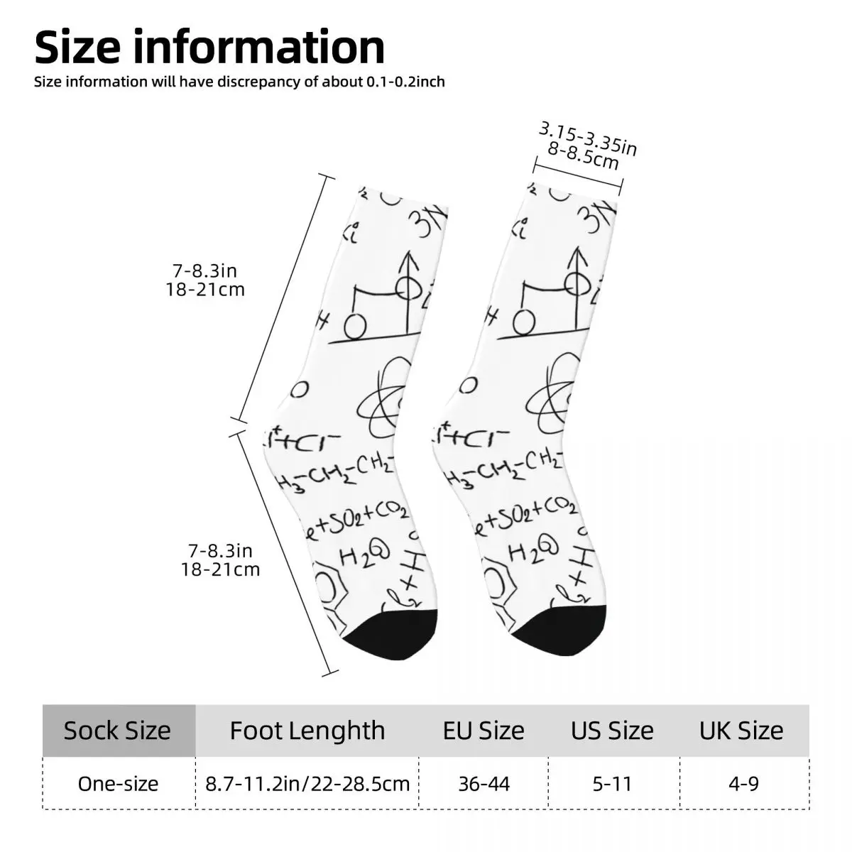 All Seasons Crew Stockings Scientific With Chemistry Formulas Socks Casual Long Socks for Men Women Valentine's Day Gifts