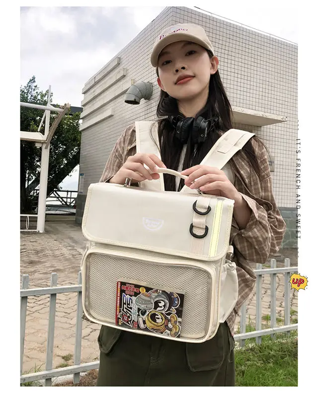 JIAERDI Adrette Sommer Schule Taschen Ästhetische Transparente Rucksäcke Für Frauen Beliebte Leinwand Rucksack Mochila Mujer Ita Tasche – Detail 14