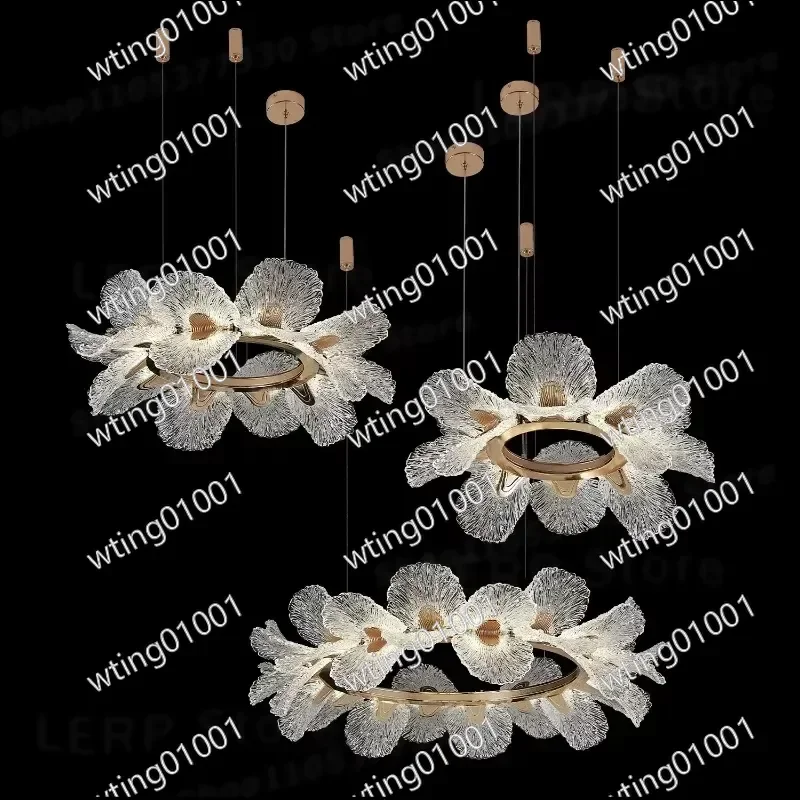 for Crystal Flower Chandelier Artistic Hanging Pendant Light Indoor Decor for Dining Living Room Exhibition Hall Ceiling Lamp