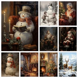 Diamond Art Painting Light Academic Christmas Festive Santa Country Farmhouse Winter Landscape Mosaic Embroidery Cross Stitch