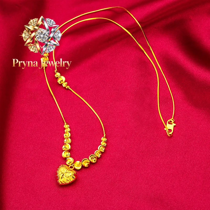 Pryna Jewelry  24K Gold Watermelon Heart Bracelet & Necklace Women's AU999 - 24K forged/AU999 certified, versatile set, gentle f