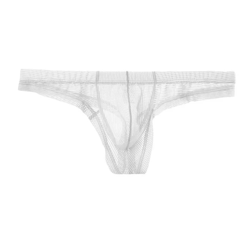 

Sheer Striped Men's Thongs Underwear Sexy Breathable Soft G-strings Low Rise Ultra-thin T-back Underpants U Convex Pouch Panties