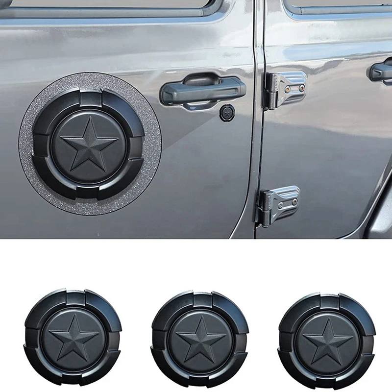 

6X Door Key Jack Trim Cover For 1997-2022 Jeep Wrangler TJ JK JL & Gladiator JT, Matte Black, Pentagram