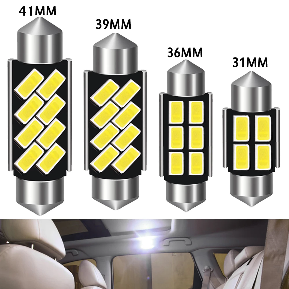 

2pcs C5W C10W DC 12V Led Bulb Festoon 31MM 36MM 39MM 41MM 42MM 6411 6418 Canbus Car Interior Dome Light Reading Light Diode Lamp