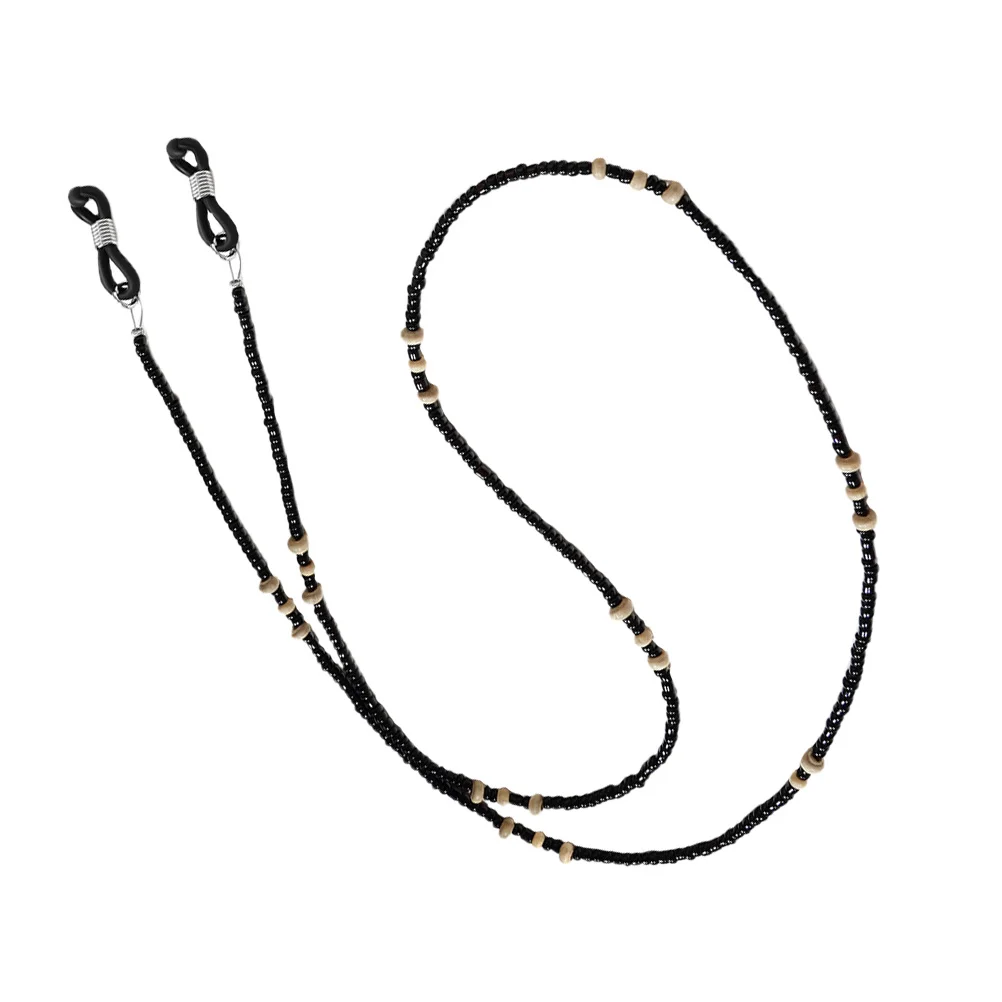 

2Pcs Retro Eyeglasses Chains Wooden Bead Black Decorative Anti-Lost Hanging Rope Vintage Mask Chains Eyewear Accessories