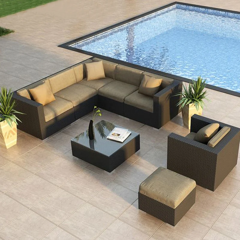 Outdoor Rattan Gartenmöbel Sets Sofa Moderne Luxus Metall Gartenmöbel Sets Aufbewahrungstisch Conjunto Trendige Möbel