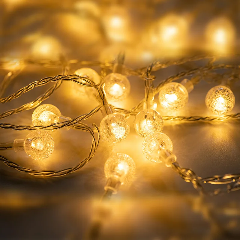 LED Bubble Ball String Lights Golden Glow Battery Operated Indoor Fairy Lights for Wedding Holidays New Year Decorations