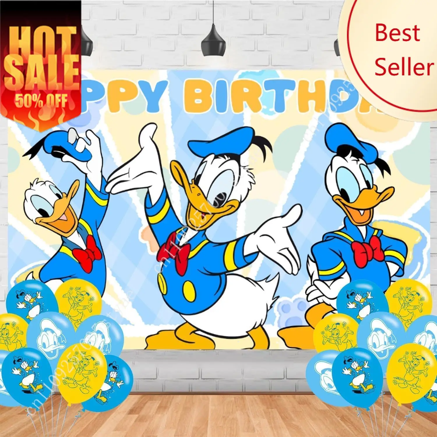 

Donald Duck Birthday Party Supplies Backdrop 5x3 Cartoon Duck Boys Kids Happy Birthday Background Photography Duck Party Decorat