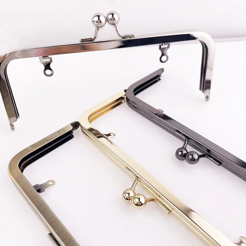 1/2/5Pcs 20cm Metal Smooth Bags Handle Purse Frame 8x3 inch Kiss Clasp with Loops  Women's Handbag Wallet DIY Handmade Bag Parts