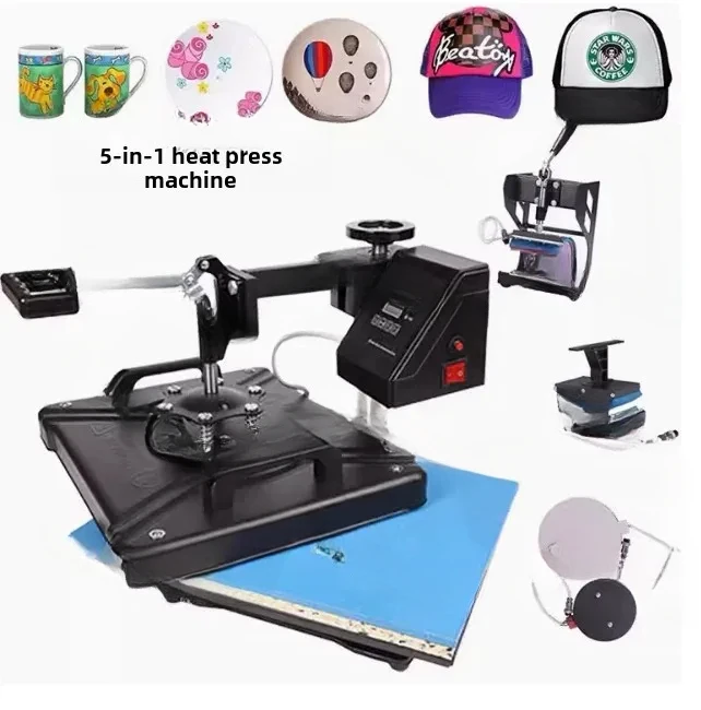 

Combo Heat Press Machine 5/6/8 in 1 30*38CM 38*38CM Muntifunctional Sublimation Printer Transfer for Mug Hat Plate T-Shirt